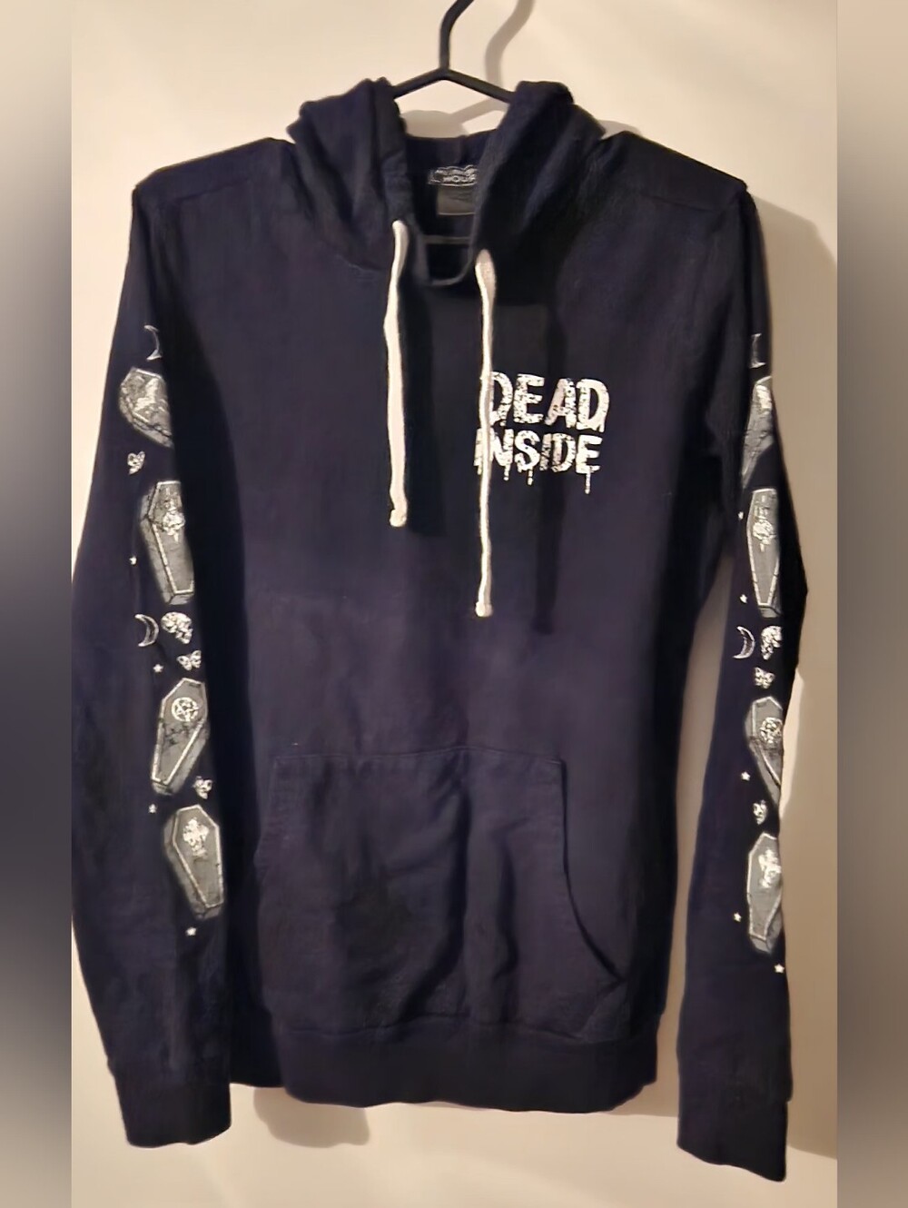 Dead Inside Graphic Hoodie in Navy Blue